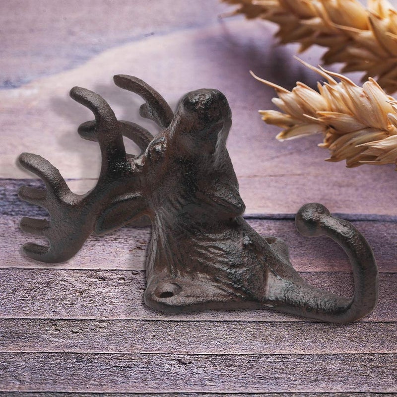 BRASSTAR Vintage Cast Iron Deer Head Antlers Wall Hooks/Hanger - Living Room Bathroom Room Kitchen Wall Decoration Coat Hooks Rustic PTZY226 - Image 4